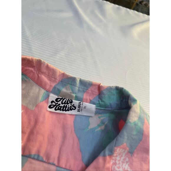 Hilo Hattie Hawaii Pink Vintage 80s Floral Short Sleeve Button Up Shirt Size XL - Picture 2 of 7